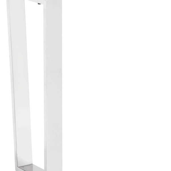 Homeroots 47" White And Silver Faux Marble Sled Console Table   396469