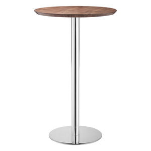 Homeroots 26" Brown And Silver Round Stainless Steel Pedestal Bar Table   396473