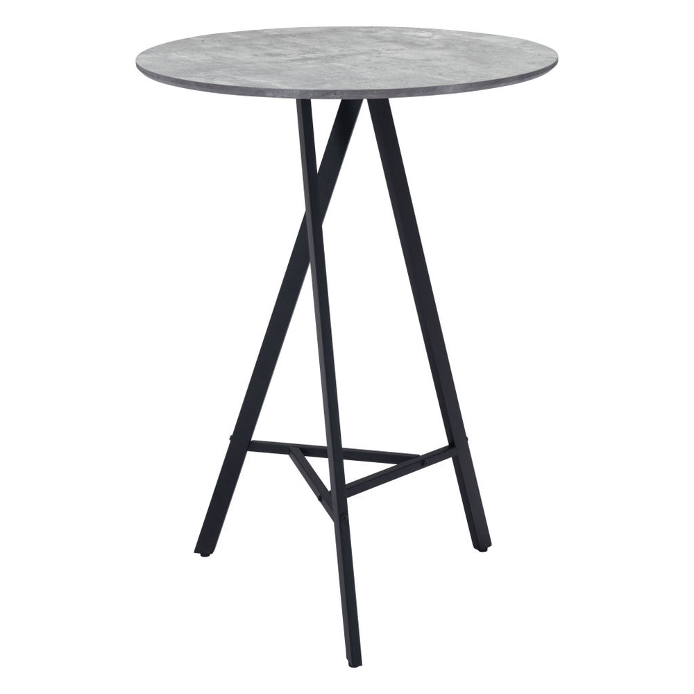 Homeroots 32" Gray And Black Rounded Steel Bar Table   396477