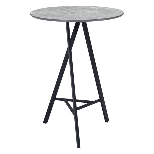 Homeroots 32" Gray And Black Rounded Steel Bar Table   396477