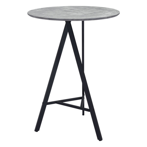 Homeroots 32" Gray And Black Rounded Steel Bar Table   396477