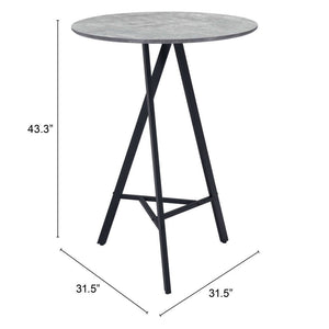 Homeroots 32" Gray And Black Rounded Steel Bar Table   396477