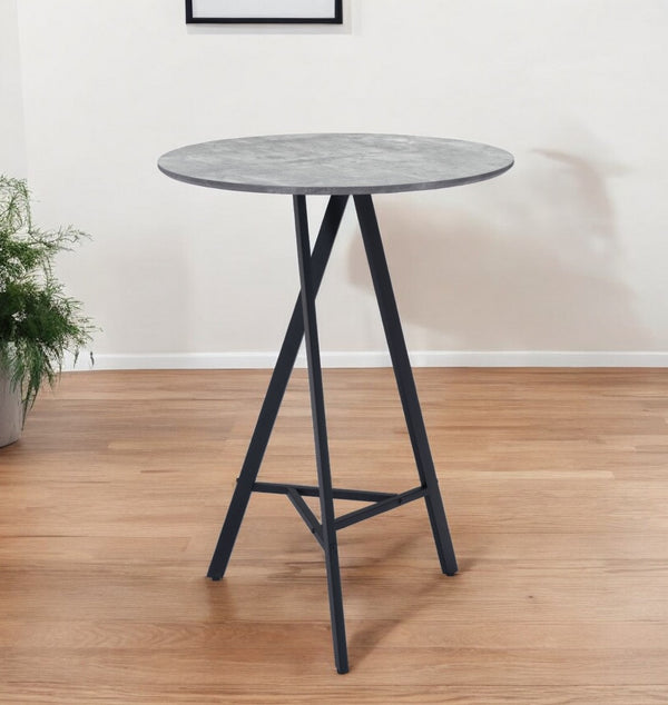 Homeroots 32" Gray And Black Rounded Steel Bar Table   396477