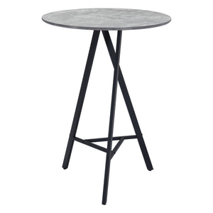 Homeroots 32" Gray And Black Rounded Steel Bar Table   396477