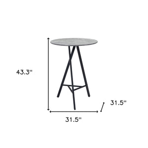 Homeroots 32" Gray And Black Rounded Steel Bar Table   396477