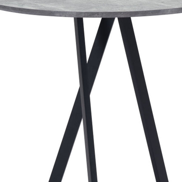 Homeroots 32" Gray And Black Rounded Steel Bar Table   396477