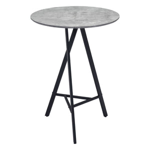 HomeRoots 32" Stylish Gray and Black Round Steel Bar Table – Modern Design for Home, Café, and Bistro Use! 396477