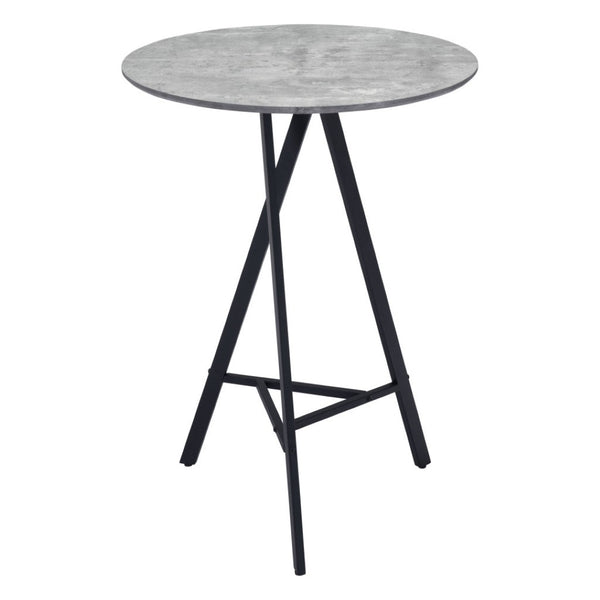 HomeRoots 32" Stylish Gray and Black Round Steel Bar Table – Modern Design for Home, Café, and Bistro Use! 396477