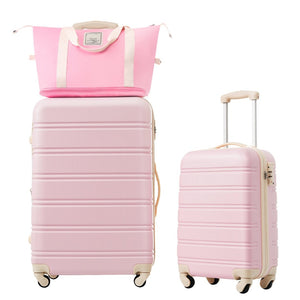 English Elm Hardshell Abs Spinner Luggage Set with Tsa Lock Expandable Travel Carry on Suitcase Light Pink PP309434AAU