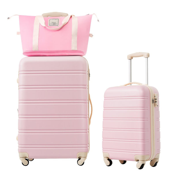 English Elm Hardshell Abs Spinner Luggage Set with Tsa Lock Expandable Travel Carry on Suitcase Light Pink PP309434AAU