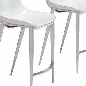 Homeroots Set Of Two 26" White And Silver Steel Low Back Counter Height Bar Chairs   396492