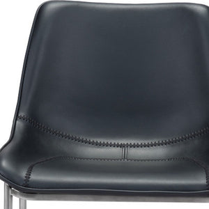 Homeroots Set Of Two 26" Black And Silver Steel Low Back Counter Height Bar Chairs   396493