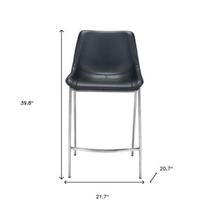 Homeroots Set Of Two 26" Black And Silver Steel Low Back Counter Height Bar Chairs   396493