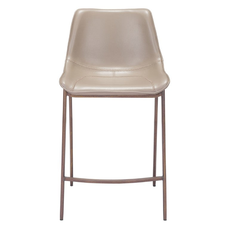 HomeRoots Set of Two Faux Leather Steel Barstools Low Back Modern Counter Height Seating 396494
