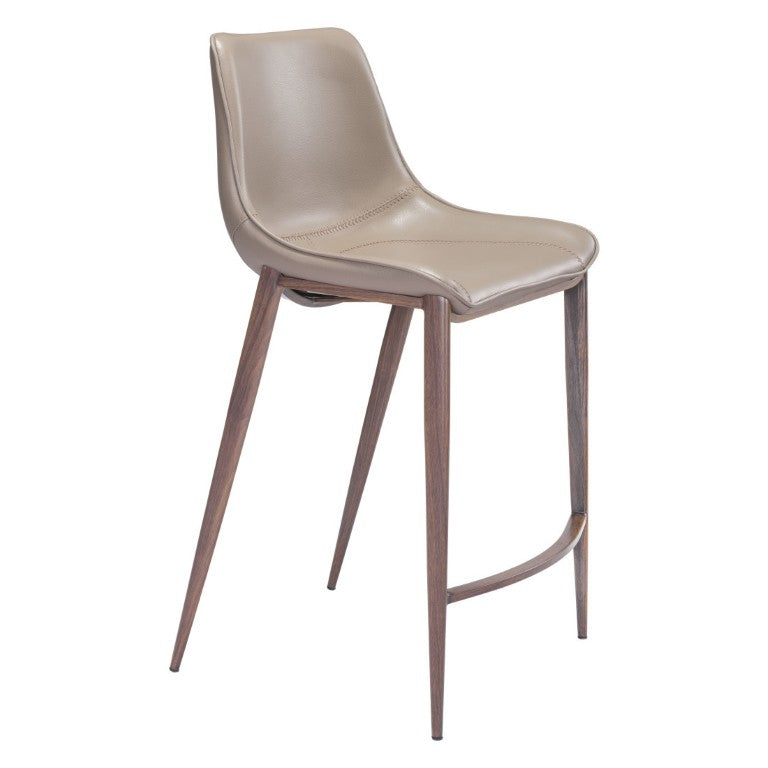 HomeRoots Set of Two Faux Leather Steel Barstools Low Back Modern Counter Height Seating 396494