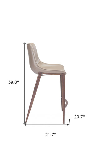 Homeroots Set Of Two 26" Gray And Brown Steel Low Back Counter Height Bar Chairs   396494