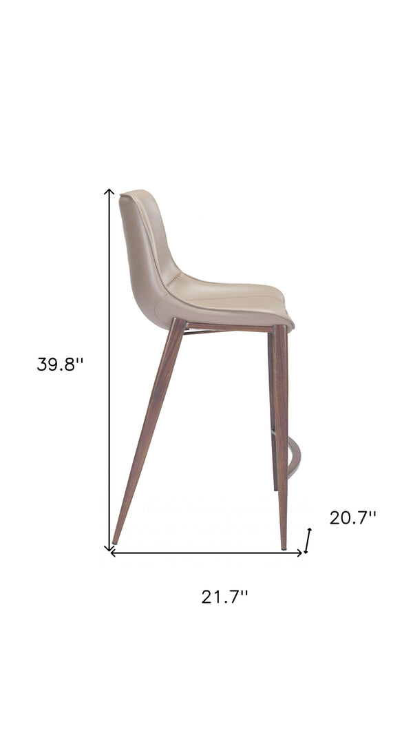 Homeroots Set Of Two 26" Gray And Brown Steel Low Back Counter Height Bar Chairs   396494