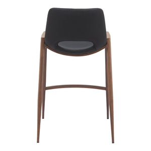 Homeroots Set Of Two 26" Black And Brown Steel Low Back Counter Height Bar Chairs   396495