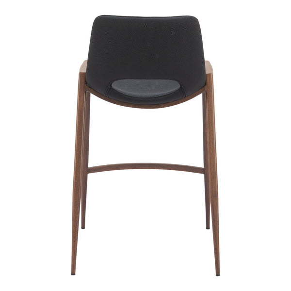 Homeroots Set Of Two 26" Black And Brown Steel Low Back Counter Height Bar Chairs   396495