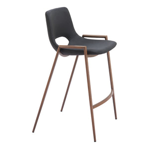 Homeroots Set Of Two 26" Black And Brown Steel Low Back Counter Height Bar Chairs   396495