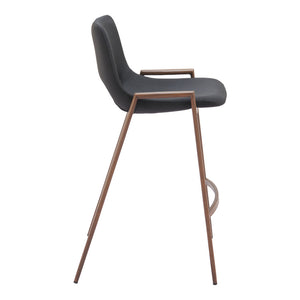 Homeroots Set Of Two 26" Black And Brown Steel Low Back Counter Height Bar Chairs   396495