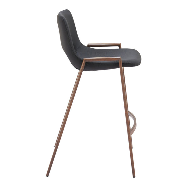 Homeroots Set Of Two 26" Black And Brown Steel Low Back Counter Height Bar Chairs   396495