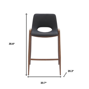 Homeroots Set Of Two 26" Black And Brown Steel Low Back Counter Height Bar Chairs   396495