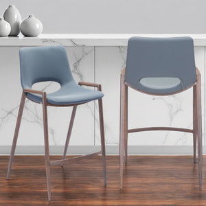 Homeroots Set Of Two 26" Gray And Brown Steel Low Back Counter Height Bar Chairs   396496