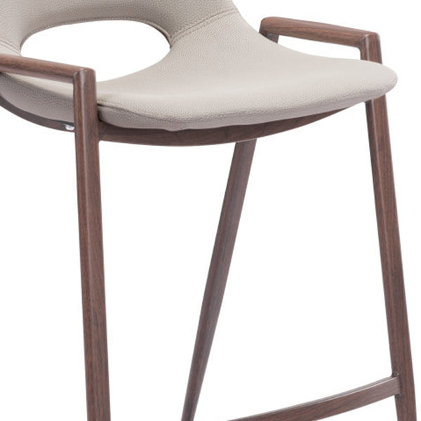 Homeroots Set Of Two 26 " Beige And Brown Steel Low Back Counter Height Bar Chairs   396497