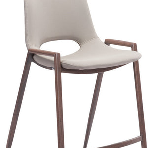 Homeroots Set Of Two 26 " Beige And Brown Steel Low Back Counter Height Bar Chairs   396497