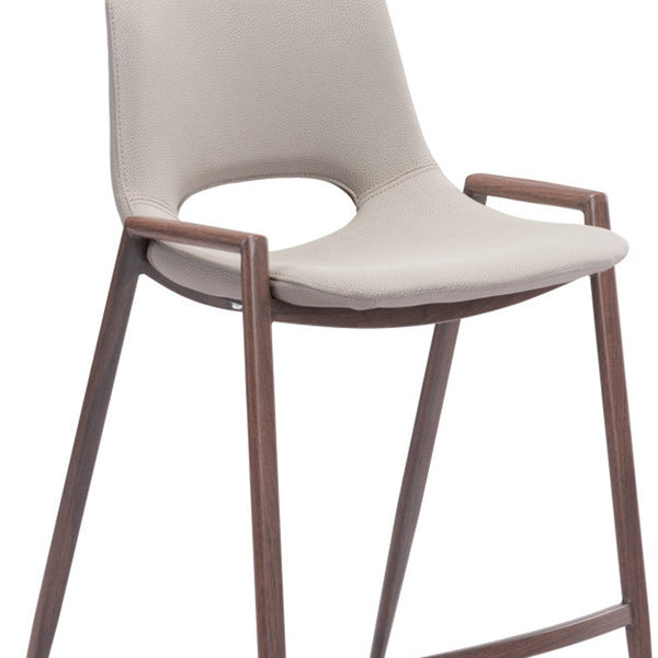 Homeroots Set Of Two 26 " Beige And Brown Steel Low Back Counter Height Bar Chairs   396497