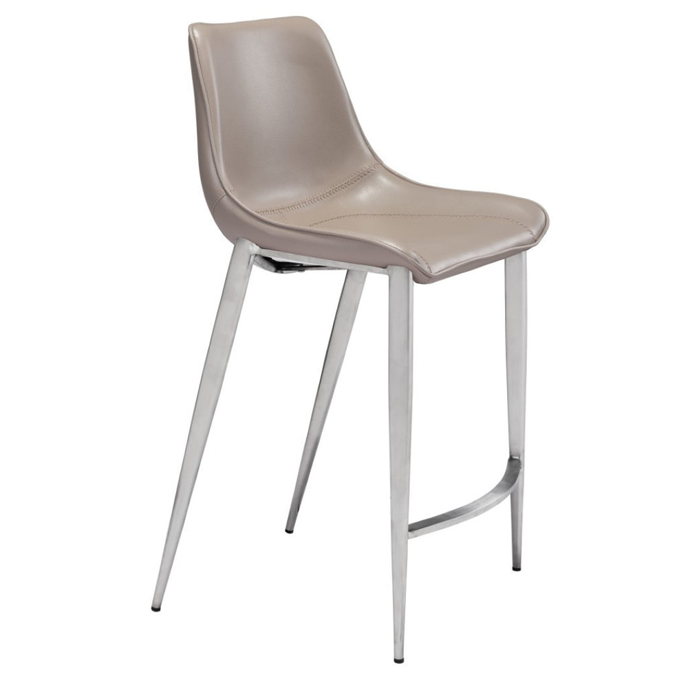 HomeRoots Set of Two Stylish 26" Gray and Silver Steel Low Back Counter Height Bar Chairs for Modern Spaces 396498