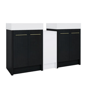 English Elm 60 Inch Freestanding Bathroom Vanity With Modern Resin Sink, Soft-Close Doors & Ample Storage Space W999S00299