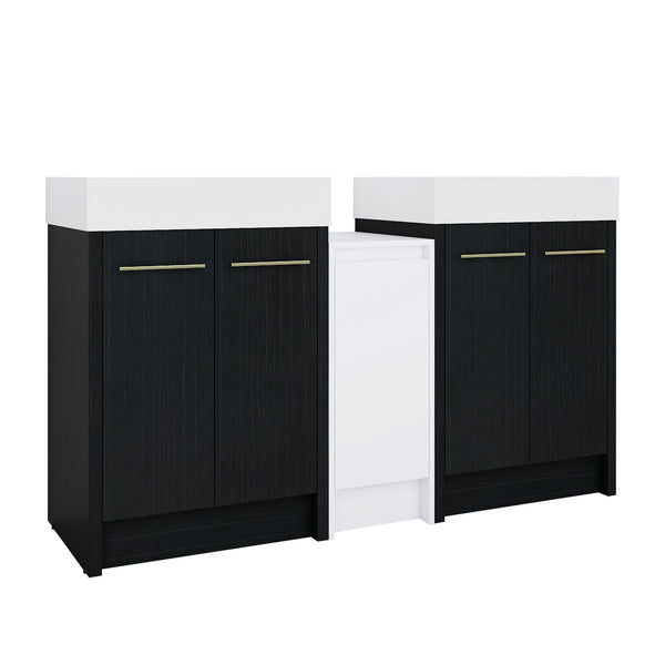 English Elm 60 Inch Freestanding Bathroom Vanity With Modern Resin Sink, Soft-Close Doors & Ample Storage Space W999S00299