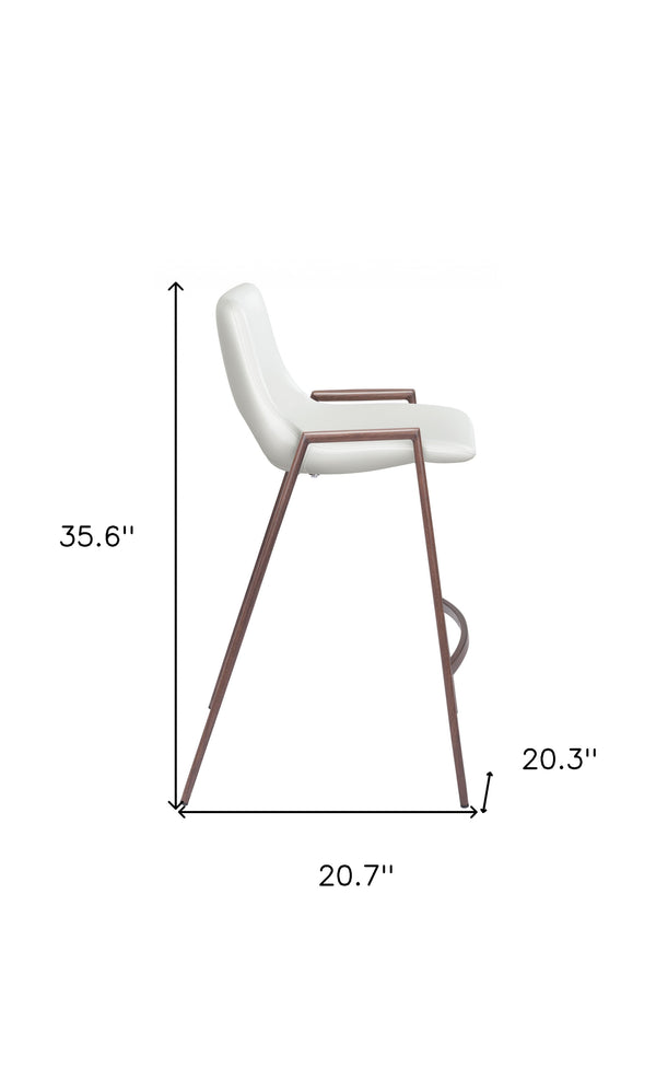 Homeroots Set Of Two 26" White And Brown Steel Low Back Counter Height Bar Chairs   396500