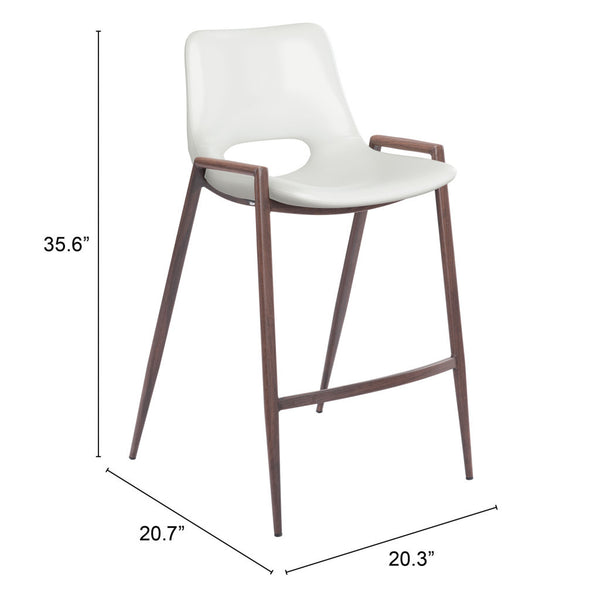 Homeroots Set Of Two 26" White And Brown Steel Low Back Counter Height Bar Chairs   396500