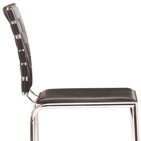 Homeroots Set Of Two 26" Black And Silver Steel Low Back Counter Height Bar Chairs   396511