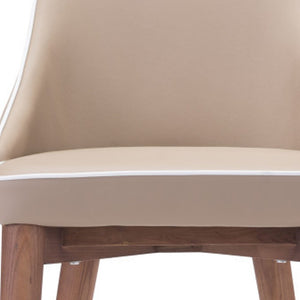 Homeroots 26" Beige And Brown Solid Wood Low Back Counter Height Bar Chair   396512