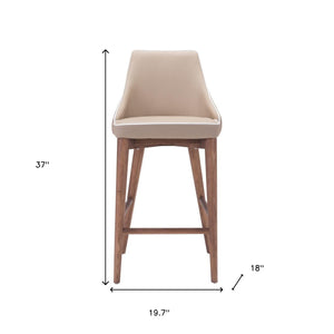 Homeroots 26" Beige And Brown Solid Wood Low Back Counter Height Bar Chair   396512