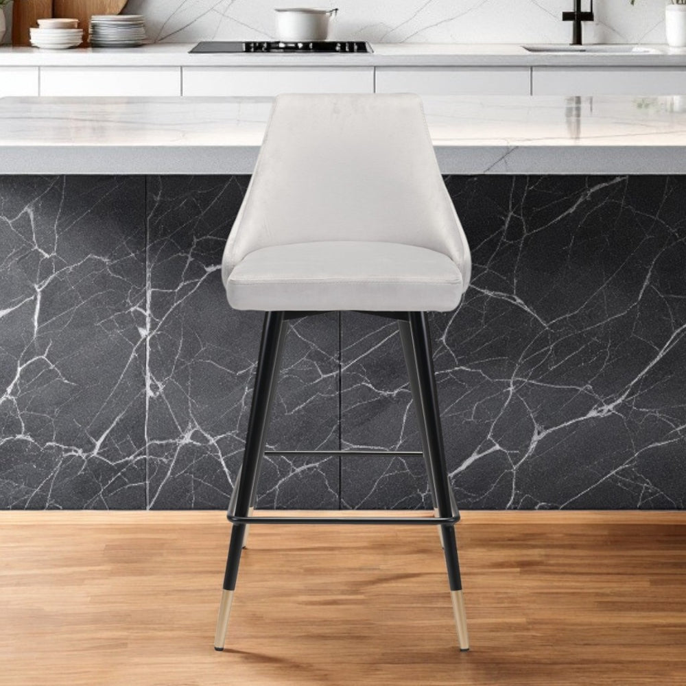 Homeroots 26" Gray And Black Steel Low Back Counter Height Bar Chair   396517