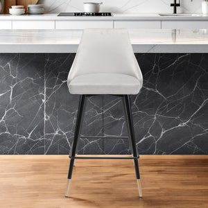 Homeroots 26" Gray And Black Steel Low Back Counter Height Bar Chair   396517