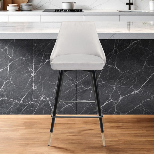 Homeroots 26" Gray And Black Steel Low Back Counter Height Bar Chair   396517