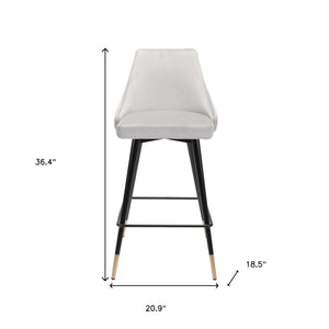 Homeroots 26" Gray And Black Steel Low Back Counter Height Bar Chair   396517