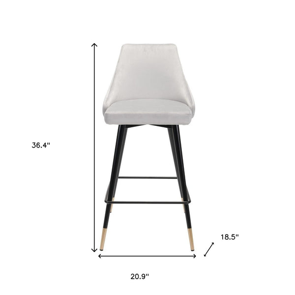 Homeroots 26" Gray And Black Steel Low Back Counter Height Bar Chair   396517