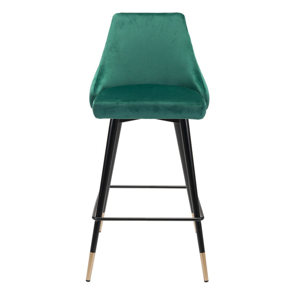 Homeroots 26" Green And Black Steel Low Back Counter Height Bar Chair   396518