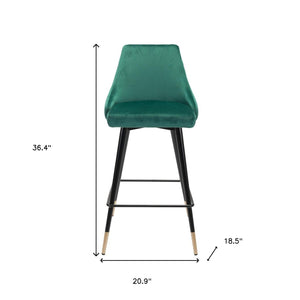 Homeroots 26" Green And Black Steel Low Back Counter Height Bar Chair   396518