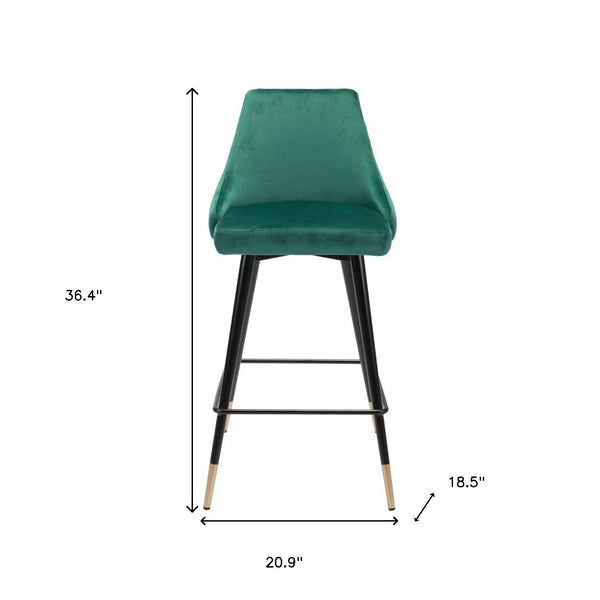 Homeroots 26" Green And Black Steel Low Back Counter Height Bar Chair   396518
