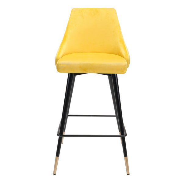 Homeroots 26" Yellow And Black Steel Low Back Counter Height Bar Chair   396519
