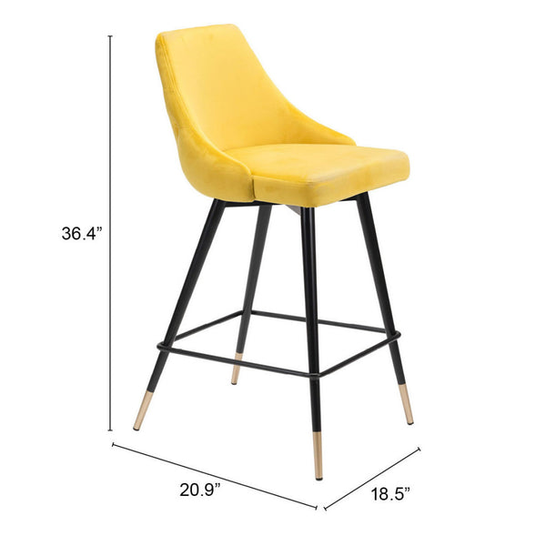 Homeroots 26" Yellow And Black Steel Low Back Counter Height Bar Chair   396519