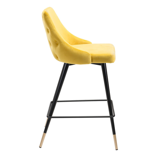 Homeroots 26" Yellow And Black Steel Low Back Counter Height Bar Chair   396519